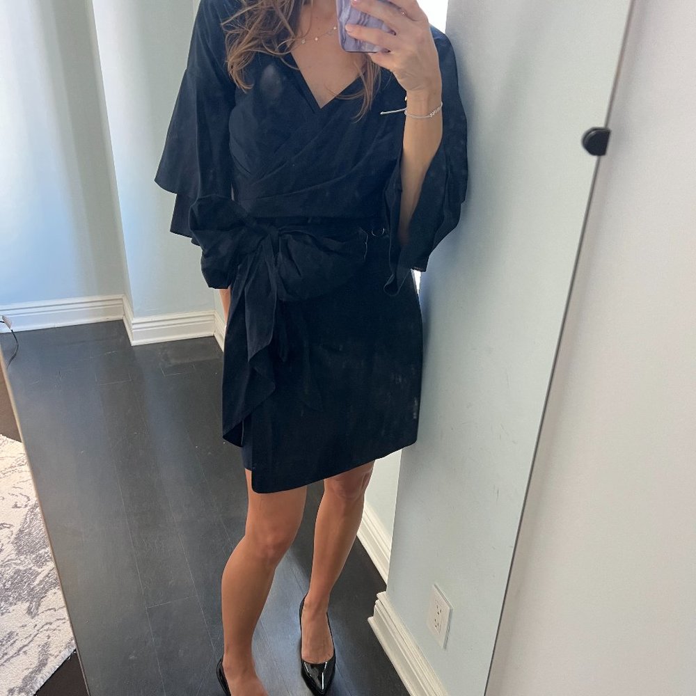 WAYF Navy wrap dress